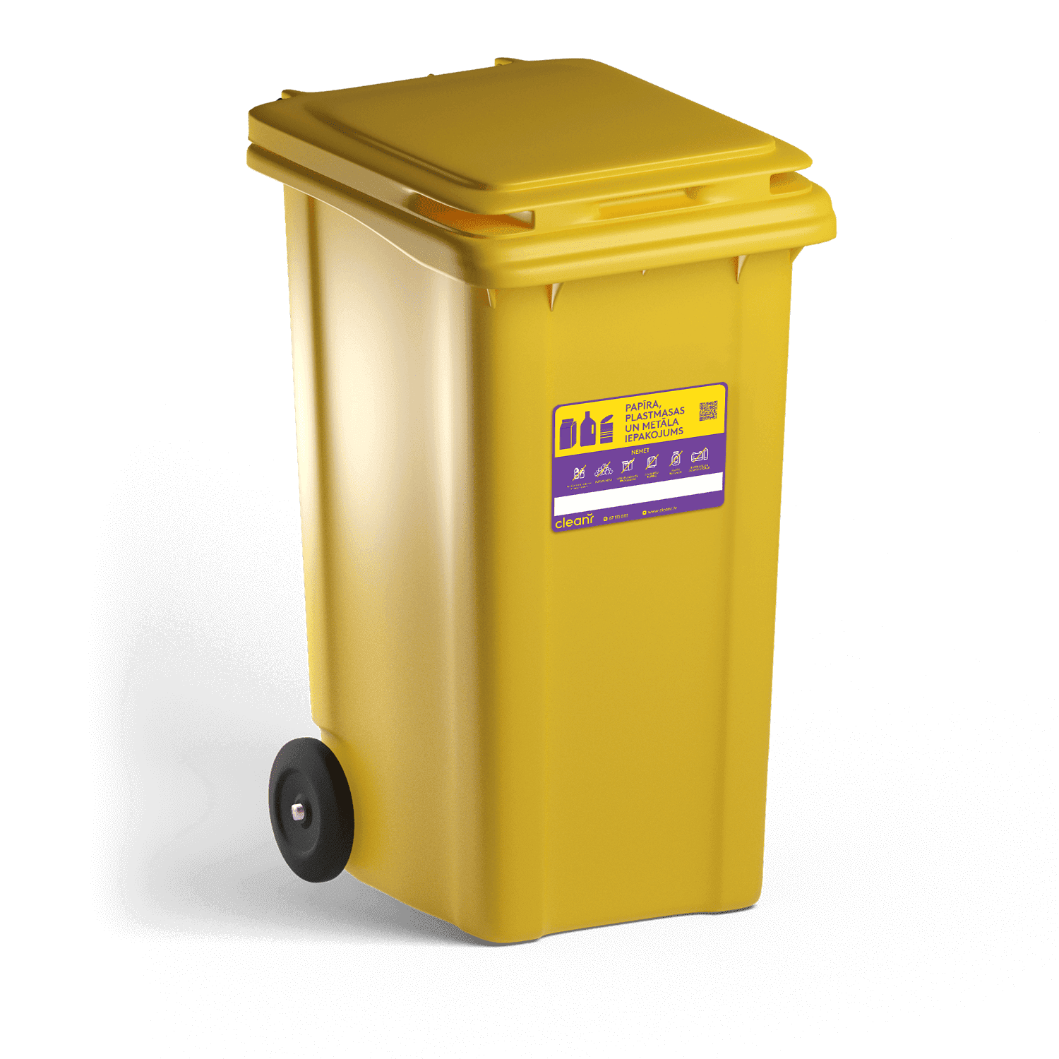 Dzeltens konteiners plastmasai un papīram