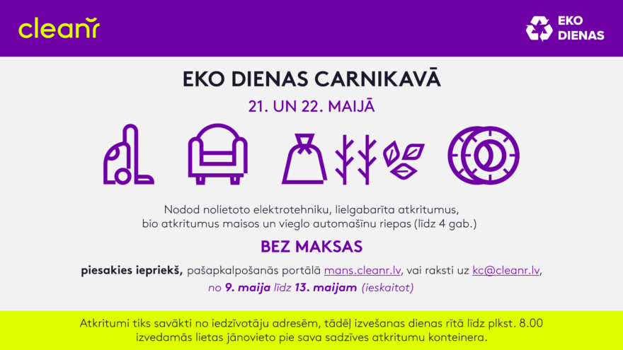 Eko dienas Carnikavā maijā