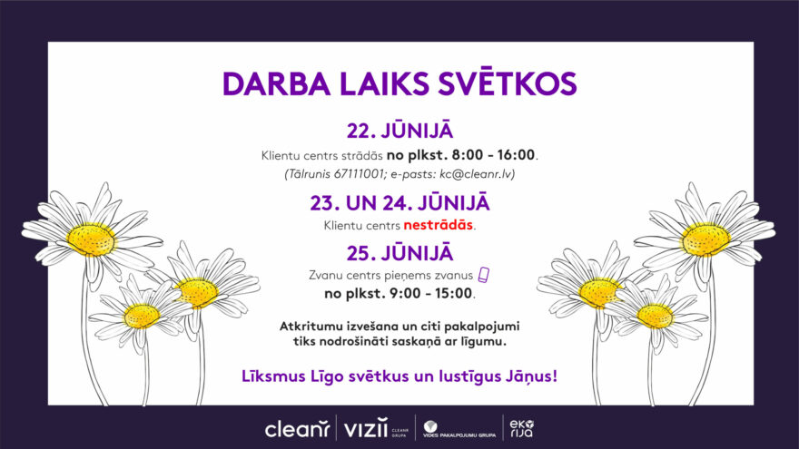 Klientu centra darba laiks Līgo svētkos