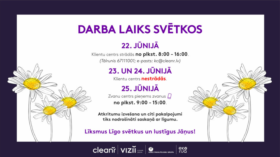Klientu centra darba laiks Līgo svētkos