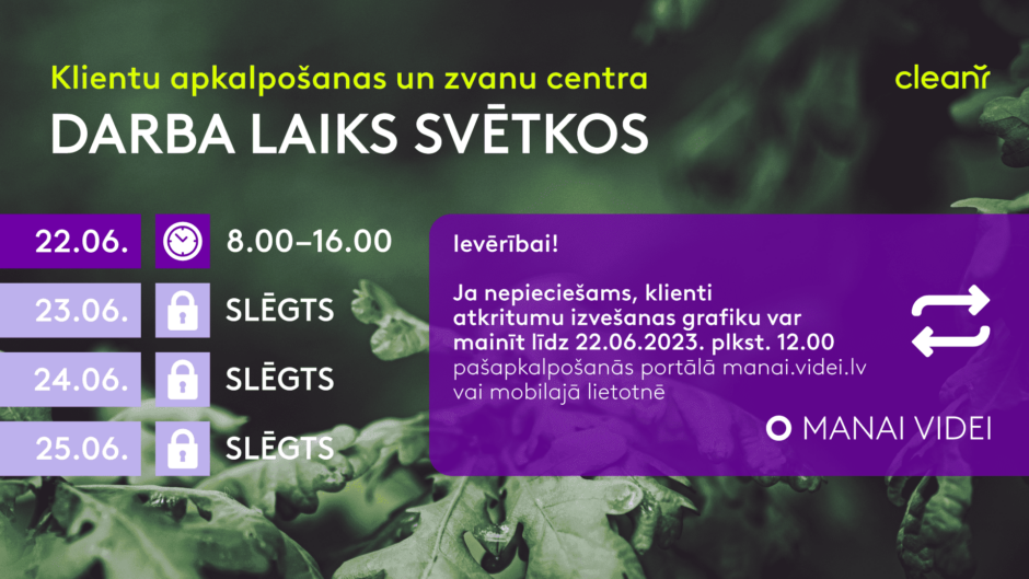 Darba laiks jūnija svētkos