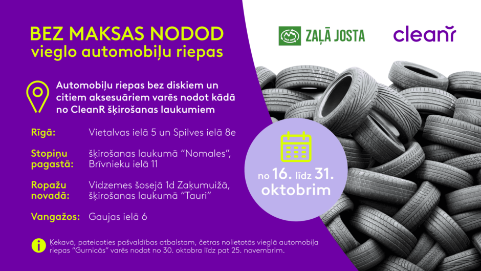 Nodod bez maksas nolietotās riepas