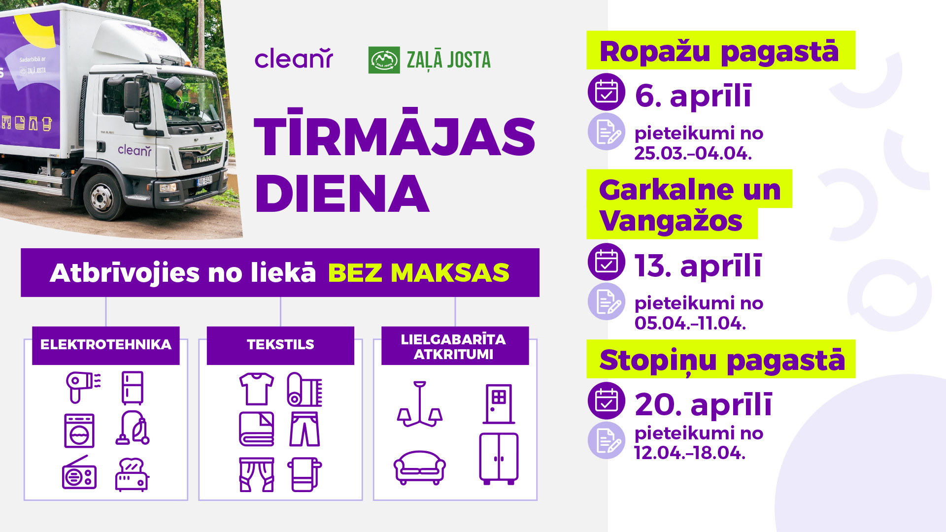 Ropažu novadā trīs sestdienas pēc kārtas notiks Tīrmājas akcija – CleanR