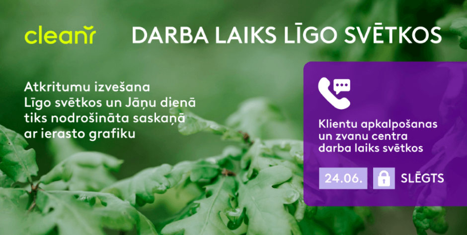Atkritumu izvēšanas darba laiks līgo svētkos