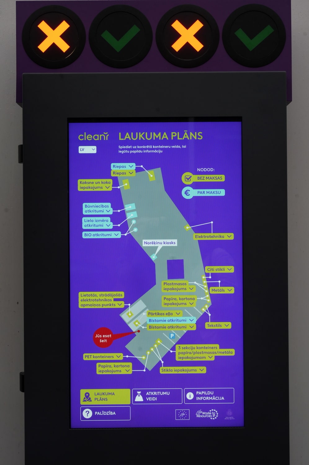 Šķiroto atkritumu laukuma plāna interaktīvais terminālis