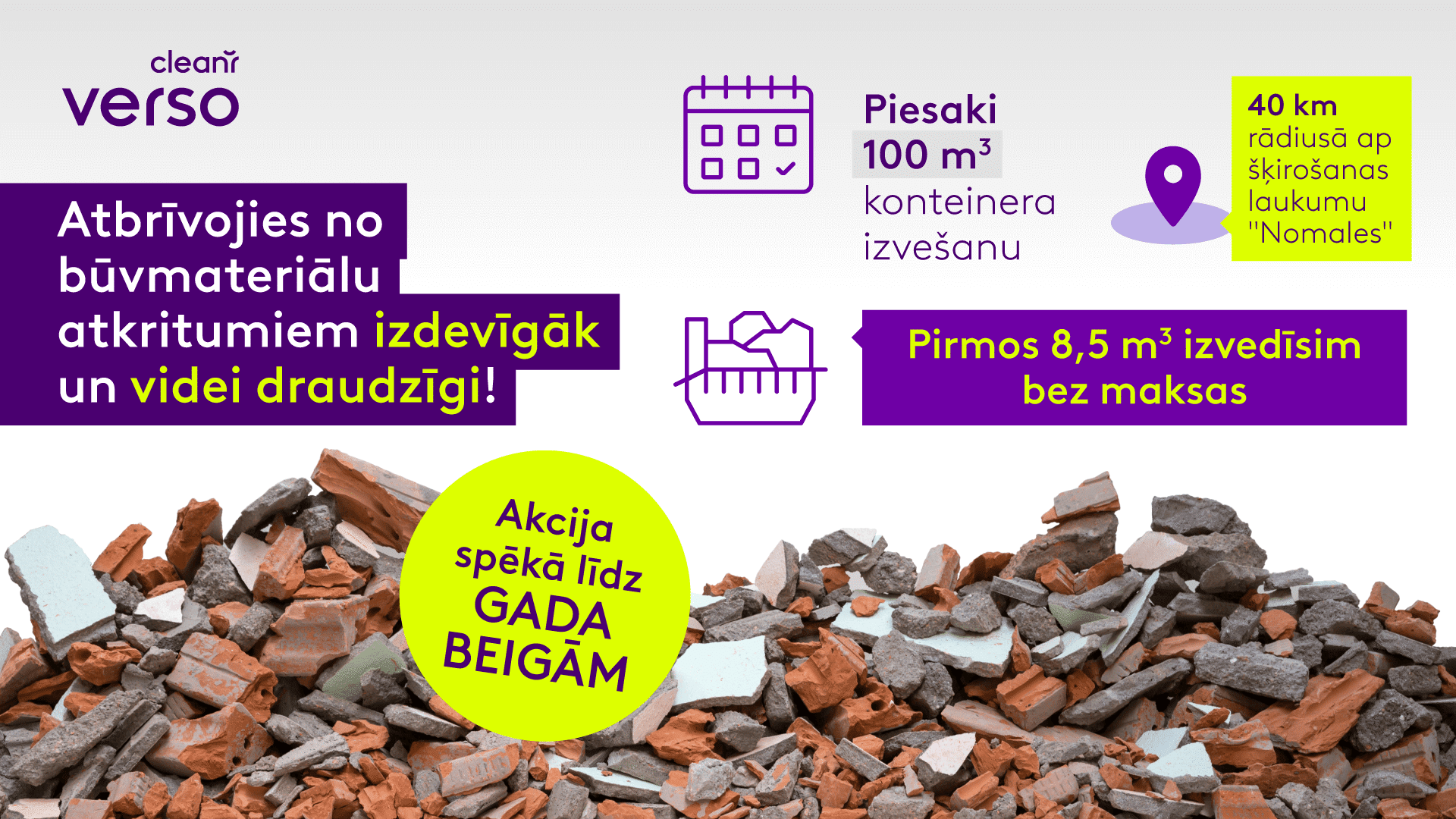 Būvmateriālu Atkritumu Izvešana Rīgā un Pierīgā - CleanR Verso